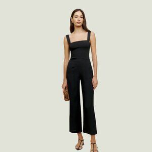 Reformation Black Sleeveless Cropped Jumpsuit